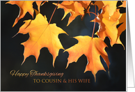 Thanksgiving for Cousin and his Wife - Golden Maple Leaves card