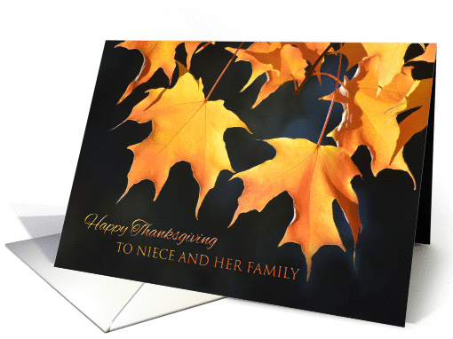 Thanksgiving for Niece and Family - Golden Maple Leaves card (1056911)