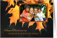 Thanksgiving Golden Maple Leaves Custom Photo card