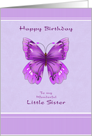 Happy Birthday for Little Sister - Purple Butterfly card