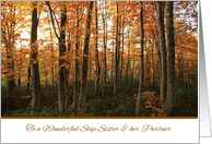 Thanksgiving to Step Sister and her Partner - Autumn Forest card