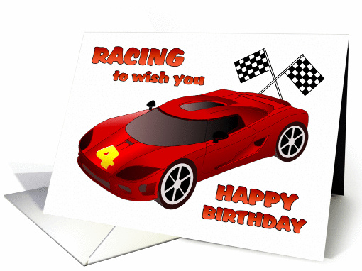 Happy 4th Birthday - Race Car card (1089718)