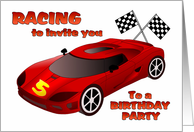 Race Car 5th Birthday Party Invitation card