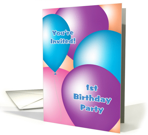 1st Birthday Party Invitation - Big Balloons card (1095400)