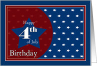 Happy 4th of July Birthday - Red, White and Blue Stars card