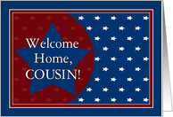 Welcome Home Cousin - Red, White and Blue Stars card