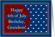 Happy 4th of July Birthday for Grandson - Red, White and Blue Stars card