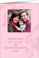 Grandparents Day to Grandma - Pink Swirls Photo card