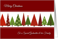 Merry Christmas for Godmother and Family - Festive Christmas Trees card