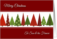 Merry Christmas for Son and his Fiancee - Festive Christmas Trees card