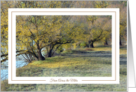 Thanksgiving From Across the Miles - Autumn Trees on the Rivers Edge card
