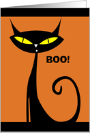 Halloween Boo Black Cat with Yellow Eyes card