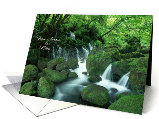 Happy Birthday From Across the Miles - Waterfall in the Woods card