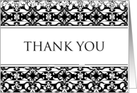 Business Thank You Black and White Damask card