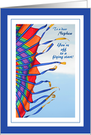 Off to College for Nephew - Colorful Kite in the Wind card