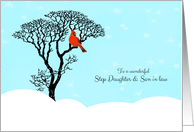 Christmas for Step Daughter and Son in Law - Red Cardinal in Tree card