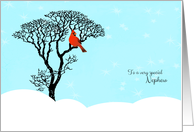 Christmas for Nephew - Red Cardinal in Tree card