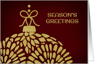 Christmas Season’s Greetings - Gold Ornament card