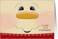 Great Granddaughter Christmas - Happy Snowman Face card