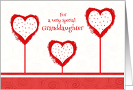 Granddaughter Valentine’s Day, Polka Dot Hearts and Swirls card