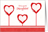 Daughter Valentine’s Day, Polka Dot Hearts and Swirls card