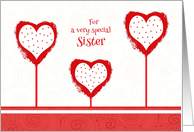 Sister Valentine’s Day, Polka Dot Hearts and Swirls card