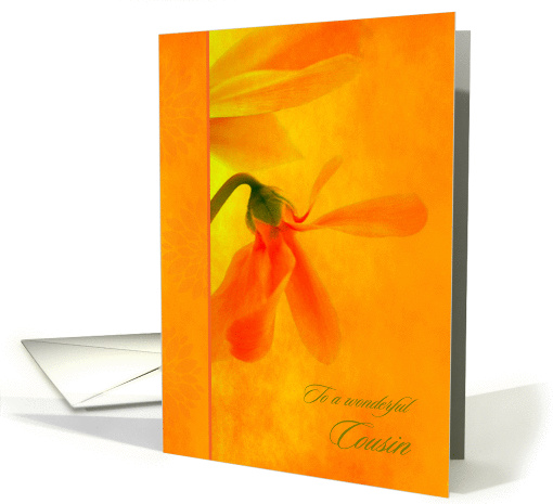 For Cousin Birthday Glowing Orange Flowers card (1235002)