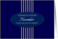 Congratulations Employee of the Month November - White Stripes card