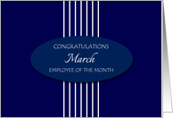 Congratulations Employee of the Month March - White Stripes card