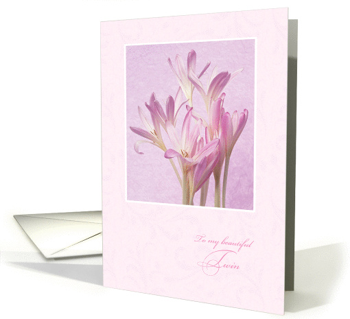 Birthday for My Twin ~ Soft Pink Flowers card (1257210)