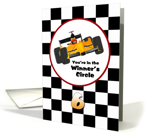 Happy 6th Birthday Race Car Winner's Circle card (1274130)