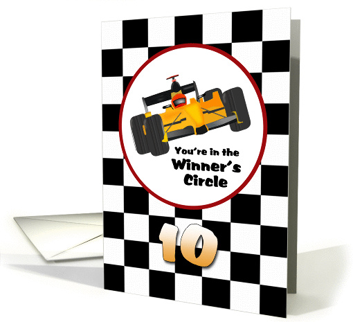 Happy 10th Birthday Race Car Winner's Circle card (1274138)