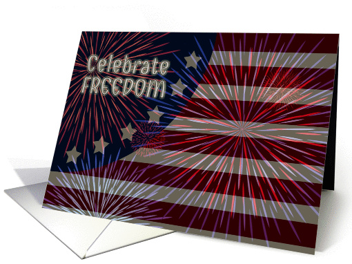 4th of July - Patriotic Red, White and Blue Fireworks card (1285536)