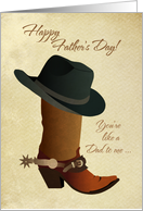 You’re Like a Dad to Me Father’s Day Cowboy Boot and Hat card