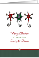 Christmas for Son and Fiancee Whimsical Ornaments card