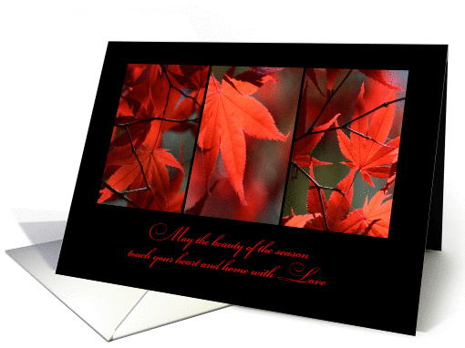 Thanksgiving Red Autumn Leaves Trio card (1300530)