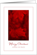 Merry Christmas From Across the Miles Red Glitter Effect Leaves card