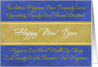 Happy New Year Golden Words card