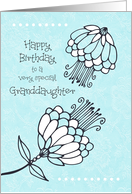 Happy Birthday Granddaughter Aqua Turquoise Flowers card