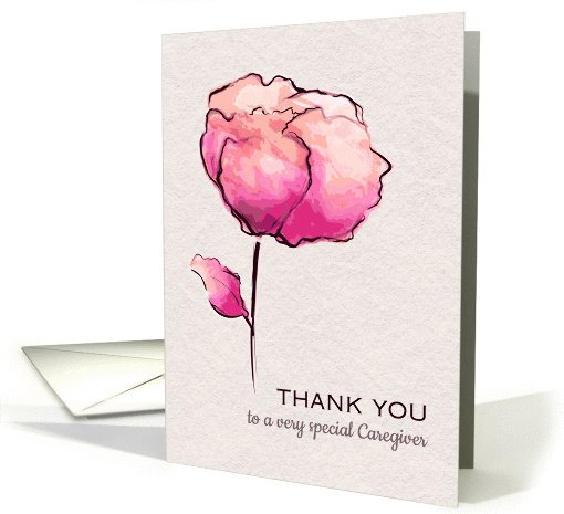 Thank You for Caregiver Watercolor Flower card (1377416)