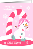 Christmas for Granddaughter Ice Skating Snowman card