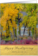 Thanksgiving From All of Us Autumn Trees River Scene card