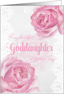 Mother’s Day for Goddaughter Pink Roses and Lace card