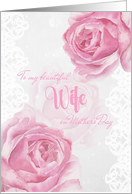 Mother’s Day for Wife Pink Roses and Lace card