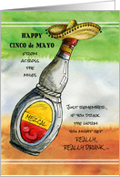 Happy Cinco de Mayo From Across the Miles Humor Mezcal Bottle card