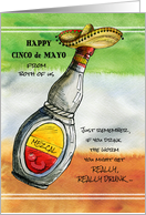 Happy Cinco de Mayo From Both of Us Humor Mezcal Bottle Sombrero card