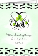 Happy St. Patrick’s Day Irish Proverb Heart and Shamrocks card