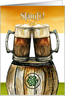 Happy St. Patrick’s Day Toast Two Beers on a Barrel card