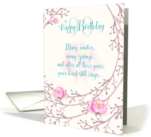 Happy 90th Birthday for Female Twigs and Flowers card (1469958)