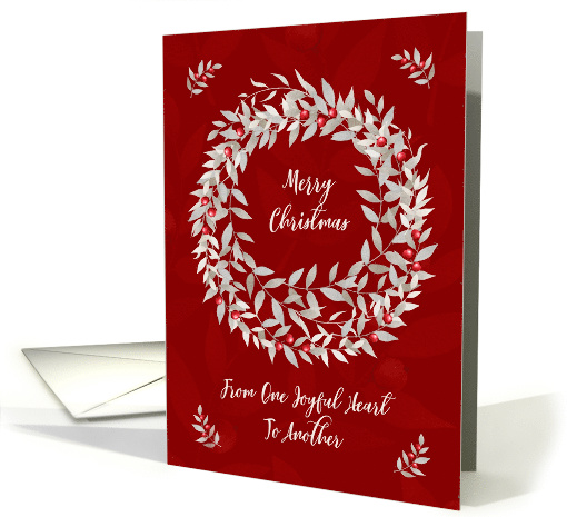 Merry Christmas Pomegranate Berries Wreath card (1484294)